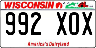 WI license plate 992XOX