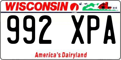 WI license plate 992XPA