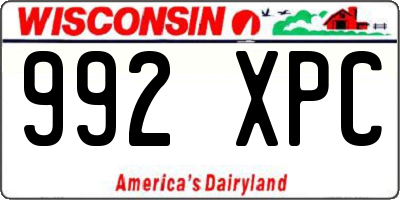 WI license plate 992XPC