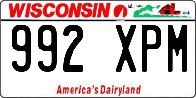 WI license plate 992XPM