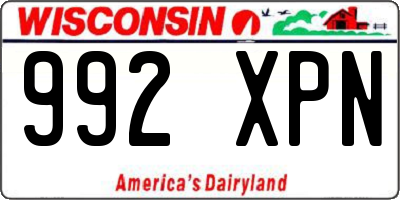 WI license plate 992XPN