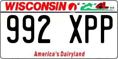 WI license plate 992XPP