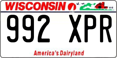 WI license plate 992XPR