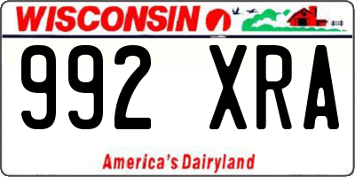 WI license plate 992XRA