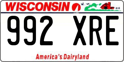 WI license plate 992XRE