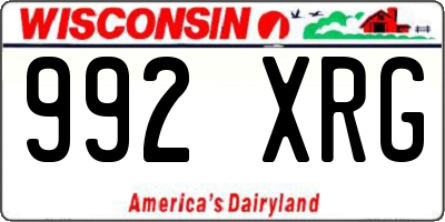WI license plate 992XRG