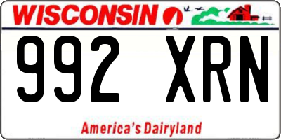 WI license plate 992XRN
