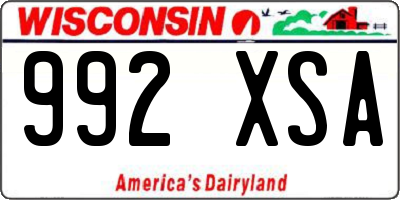 WI license plate 992XSA