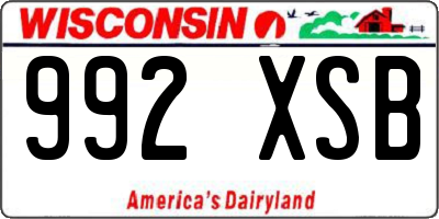 WI license plate 992XSB