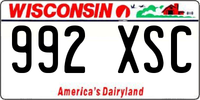 WI license plate 992XSC
