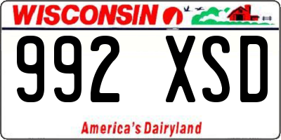WI license plate 992XSD