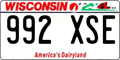 WI license plate 992XSE