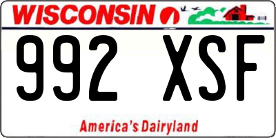 WI license plate 992XSF