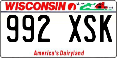 WI license plate 992XSK
