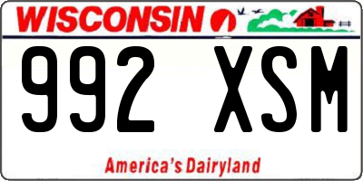 WI license plate 992XSM