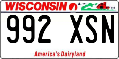 WI license plate 992XSN