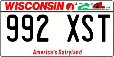 WI license plate 992XST