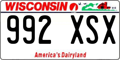 WI license plate 992XSX