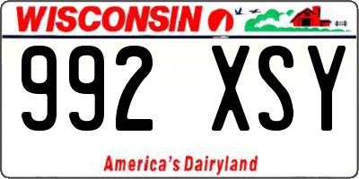WI license plate 992XSY