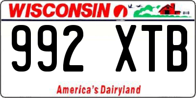 WI license plate 992XTB