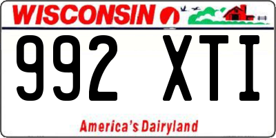 WI license plate 992XTI