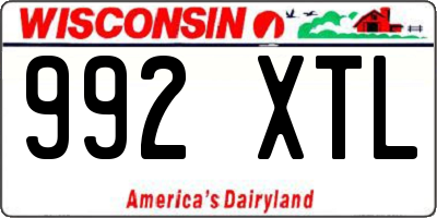 WI license plate 992XTL