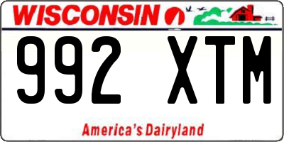 WI license plate 992XTM