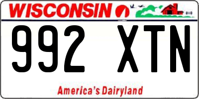 WI license plate 992XTN