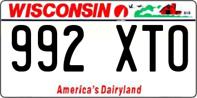 WI license plate 992XTO