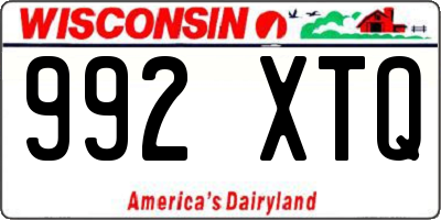 WI license plate 992XTQ