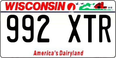 WI license plate 992XTR