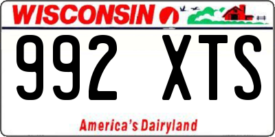 WI license plate 992XTS