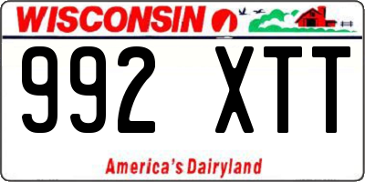 WI license plate 992XTT