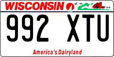 WI license plate 992XTU