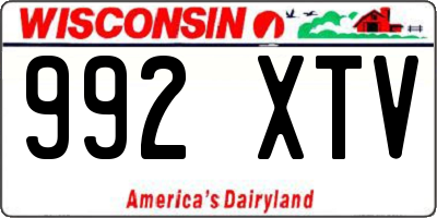 WI license plate 992XTV