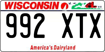 WI license plate 992XTX