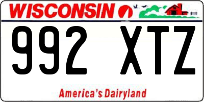 WI license plate 992XTZ