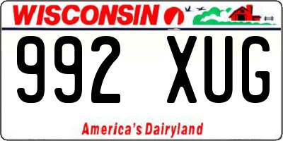 WI license plate 992XUG