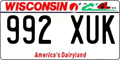 WI license plate 992XUK