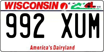 WI license plate 992XUM