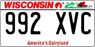WI license plate 992XVC
