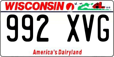 WI license plate 992XVG