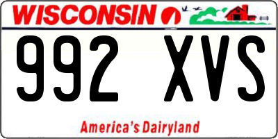 WI license plate 992XVS