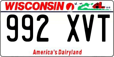 WI license plate 992XVT