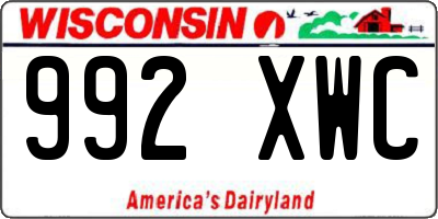 WI license plate 992XWC