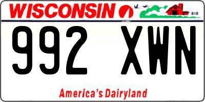 WI license plate 992XWN