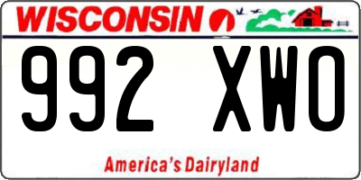 WI license plate 992XWO