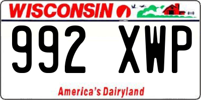 WI license plate 992XWP