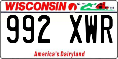 WI license plate 992XWR