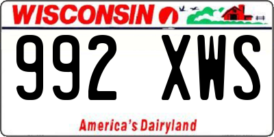 WI license plate 992XWS